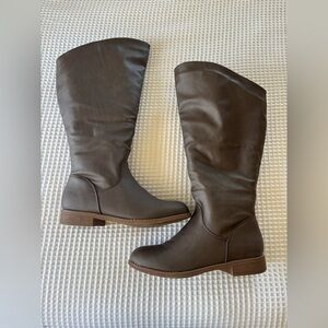 Dark Brown Zip-up Riding Boots